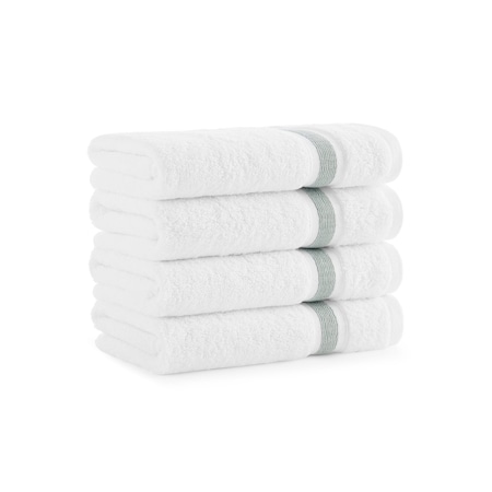 Monarch Brands Aegean Recycled Hand Towels 18in x 30in - Stripe, Dark Sage Green, 4PK P-HT-RT-1830-DS